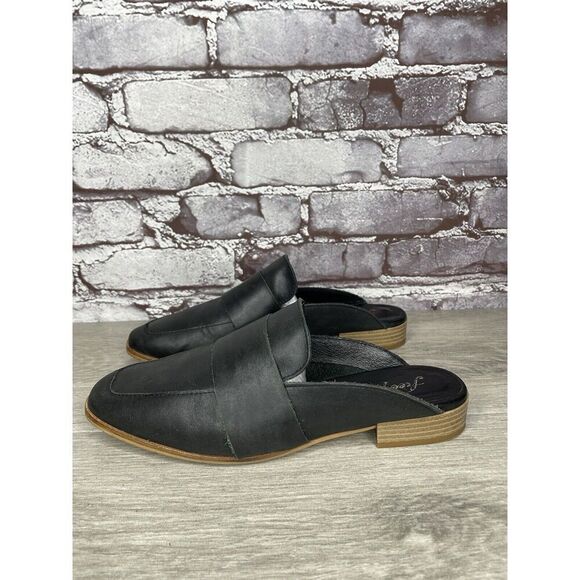 Free People At Ease Black Leather Loafer Slip On Classic Mules Women Sz 38.5EU/8 - Picture 14 of 16